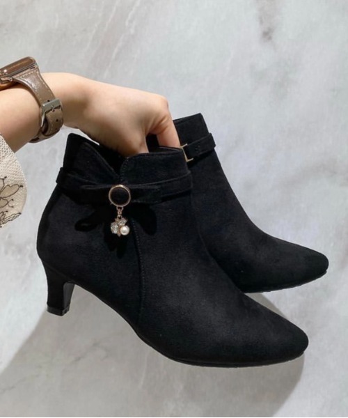 JELLY BEANS（ジェリービーンズ）の「2wayパールビジューリボンショートブーツ(214-40212)JELLY BEANS(ジェリービーンズ)（ブーツ・レディース・ワイン/グレイッシュベージュ/ブラック・L/S/M）」の9枚目の写真