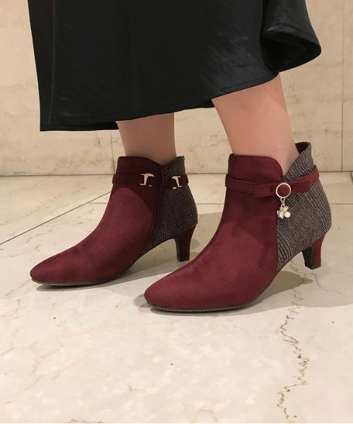 JELLY BEANS（ジェリービーンズ）の「2wayパールビジューリボンショートブーツ(214-40212)JELLY BEANS(ジェリービーンズ)（ブーツ・レディース・ワイン/グレイッシュベージュ/ブラック・L/S/M）」の12枚目の写真