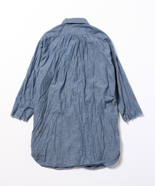orSlow（オアスロウ）の「Πorslow×BEAMS BOY / ロング ワーク シャツ（シャツ/ブラウス・レディース・ホワイト/ブルー・ONE SIZE）」の4枚目の写真