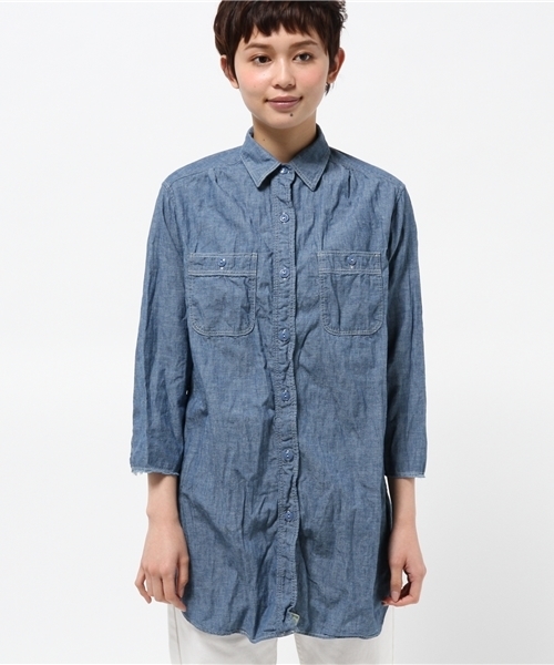 orSlow（オアスロウ）の「Πorslow×BEAMS BOY / ロング ワーク シャツ（シャツ/ブラウス・レディース・ホワイト/ブルー・ONE SIZE）」の14枚目の写真