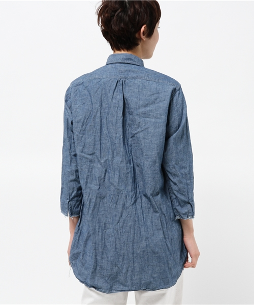 orSlow（オアスロウ）の「Πorslow×BEAMS BOY / ロング ワーク シャツ（シャツ/ブラウス・レディース・ホワイト/ブルー・ONE SIZE）」の10枚目の写真