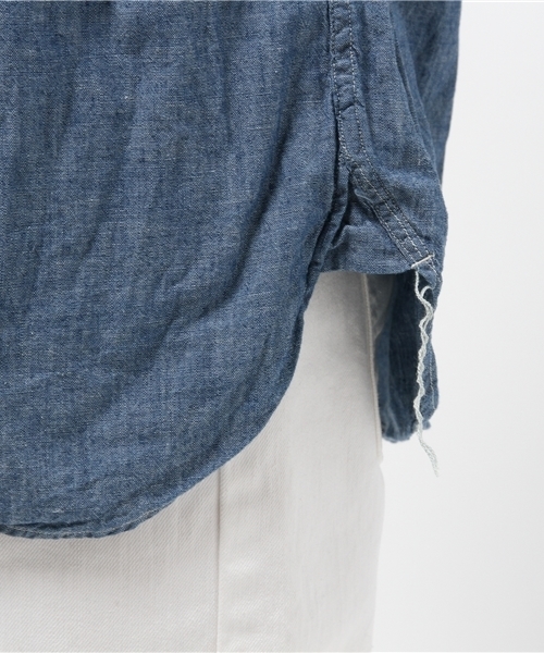 orSlow（オアスロウ）の「Πorslow×BEAMS BOY / ロング ワーク シャツ（シャツ/ブラウス・レディース・ホワイト/ブルー・ONE SIZE）」の7枚目の写真