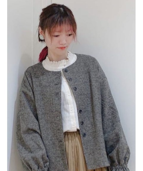 Samansa Mos2（サマンサ モスモス）の「スタンドネックメローリブカットソー（Tシャツ/カットソー・レディース・キナリ/チャコール/ベージュ/モカ・ﾌﾘ-）」の2枚目の写真