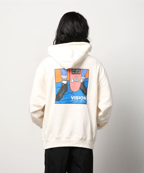 VISION STREET WEAR（ヴィジョンストリートウェア）の「VISION STREET WEAR シューズイラスト＆コミックキャラ 裏毛プルオーバーパーカー（パーカー・メンズ・パープル/チャコールグレー/チャコール/アイボリー/ホワイト/グリーン・LL/L/M）」の11枚目の写真
