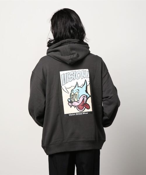 VISION STREET WEAR（ヴィジョンストリートウェア）の「VISION STREET WEAR シューズイラスト＆コミックキャラ 裏毛プルオーバーパーカー（パーカー・メンズ・パープル/チャコールグレー/チャコール/アイボリー/ホワイト/グリーン・LL/L/M）」の12枚目の写真