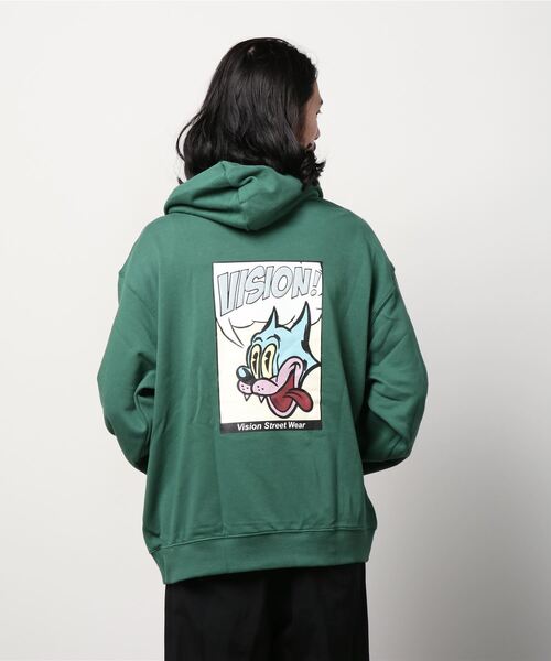 VISION STREET WEAR（ヴィジョンストリートウェア）の「VISION STREET WEAR シューズイラスト＆コミックキャラ 裏毛プルオーバーパーカー（パーカー・メンズ・パープル/チャコールグレー/チャコール/アイボリー/ホワイト/グリーン・LL/L/M）」の13枚目の写真