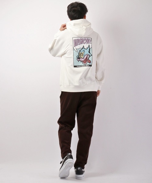 VISION STREET WEAR（ヴィジョンストリートウェア）の「VISION STREET WEAR シューズイラスト＆コミックキャラ 裏毛プルオーバーパーカー（パーカー・メンズ・パープル/チャコールグレー/チャコール/アイボリー/ホワイト/グリーン・LL/L/M）」の22枚目の写真