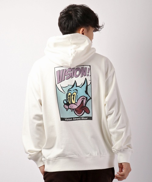 VISION STREET WEAR（ヴィジョンストリートウェア）の「VISION STREET WEAR シューズイラスト＆コミックキャラ 裏毛プルオーバーパーカー（パーカー・メンズ・パープル/チャコールグレー/チャコール/アイボリー/ホワイト/グリーン・LL/L/M）」の20枚目の写真