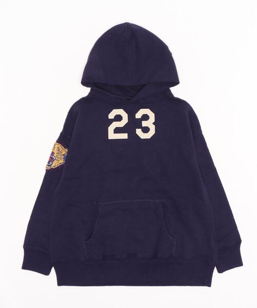 DENIM DUNGAREE（デニムダンガリー）の「トンプキン裏毛 23 パーカー（パーカー・キッズ・ネイビー/グレー・140/130）」の2枚目の写真