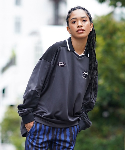 X-girl（エックスガール）の「X-girl × F.C.Real Bristol GAME SHIRTS（シャツ/ブラウス・レディース・ブラック/オレンジ・MEDIUM/SMALL）」の2枚目の写真