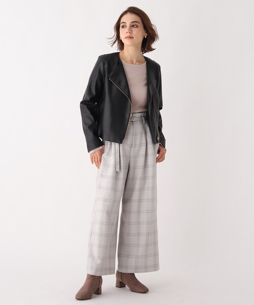 index（インデックス）の「◆シンセティックレザージャケット【WEB限定サイズ】（ライダースジャケット・レディース・ブラック/ナチュラル/チャコールグレー・36/38/40/42）」の5枚目の写真