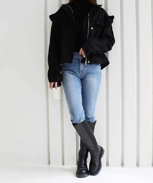 MODE ROBE（モードローブ）の「フリルデザインジャケット（ブルゾン・レディース・ブラック/ベージュ・FREE）」の13枚目の写真