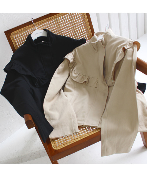 MODE ROBE（モードローブ）の「フリルデザインジャケット（ブルゾン・レディース・ブラック/ベージュ・FREE）」の19枚目の写真