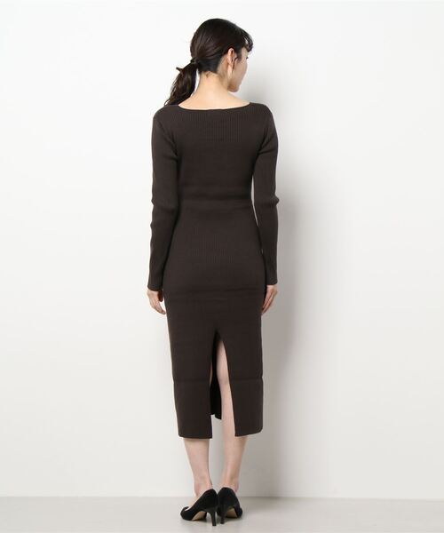 LAGUA GEM（ラグアジェム）の「FIT RIB LONG KNIT OP（ワンピース・レディース・ブラック/ブラウン・SMALL/MEDIUM）」の9枚目の写真