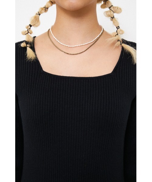 LAGUA GEM（ラグアジェム）の「FIT RIB LONG KNIT OP（ワンピース・レディース・ブラック/ブラウン・SMALL/MEDIUM）」の14枚目の写真