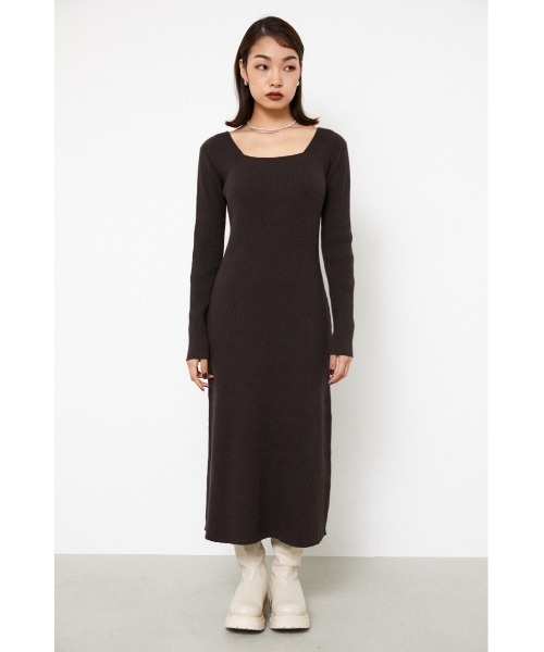 LAGUA GEM（ラグアジェム）の「FIT RIB LONG KNIT OP（ワンピース・レディース・ブラック/ブラウン・SMALL/MEDIUM）」の17枚目の写真