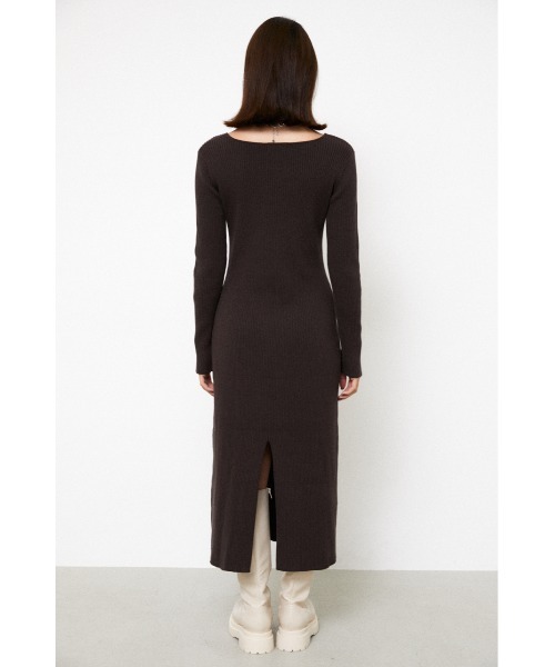 LAGUA GEM（ラグアジェム）の「FIT RIB LONG KNIT OP（ワンピース・レディース・ブラック/ブラウン・SMALL/MEDIUM）」の8枚目の写真