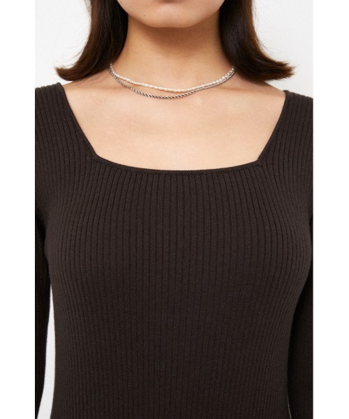 LAGUA GEM（ラグアジェム）の「FIT RIB LONG KNIT OP（ワンピース・レディース・ブラック/ブラウン・SMALL/MEDIUM）」の15枚目の写真