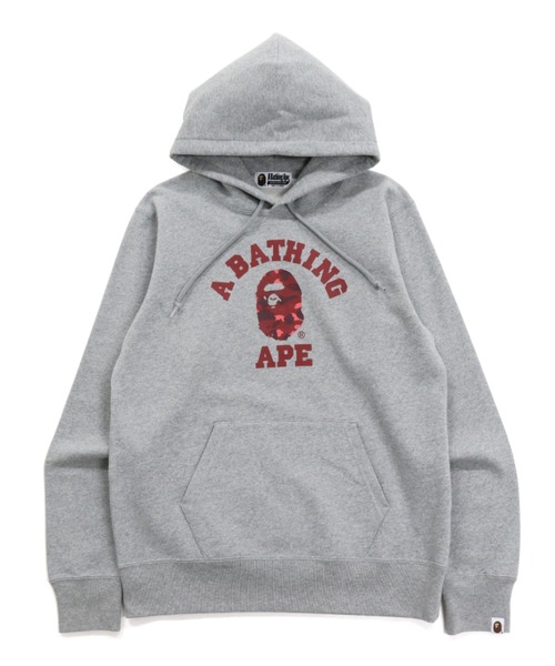 A BATHING APE（アベイシングエイプ）の「WEB限定/COLOR CAMO COLLEGE PULLOVER HOODIE M BAPEC（パーカー・メンズ・ブラック×パープル/グレー系その他3/グレー系その他7/ブラック×ブルー/ブラック×レッド/グレー系その他2・X-LARGE/MEDIUM/XXX-LARGE/SMALL/LARGE/XX-LARGE）」の5枚目の写真