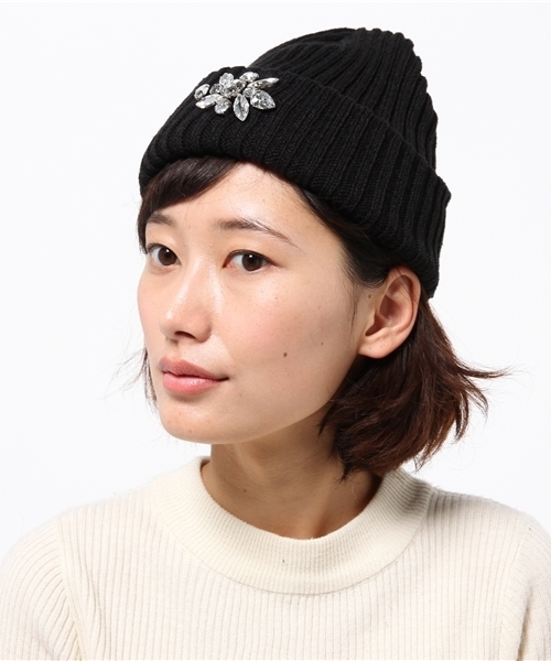 BEAUTY&YOUTH UNITED ARROWS(ビューティーアンドユースユナイテッドアローズ)の「BYSF Laube アクリルビジューニットキャップ2◆(ニットキャップ/ビーニー・レディース・ブラック/ダークグレー/ワインレッド・フリー)」の8枚目の写真
