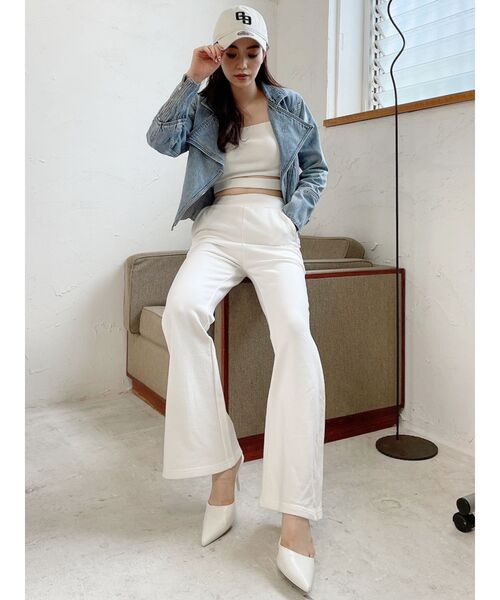 GYDA（ジェイダ）の「【セットアップ着用可】HEM ZIPUPスウェットフレアーパンツ（その他パンツ・レディース・ブラック/ベージュ/オフホワイト・FREE）」の14枚目の写真