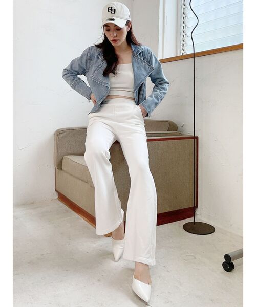 GYDA（ジェイダ）の「【セットアップ着用可】HEM ZIPUPスウェットフレアーパンツ（その他パンツ・レディース・ブラック/ベージュ/オフホワイト・FREE）」の12枚目の写真