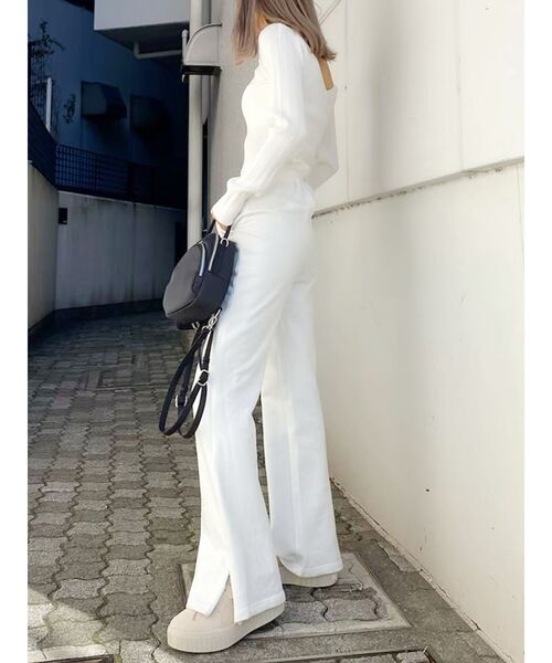 GYDA（ジェイダ）の「【セットアップ着用可】HEM ZIPUPスウェットフレアーパンツ（その他パンツ・レディース・ブラック/ベージュ/オフホワイト・FREE）」の7枚目の写真