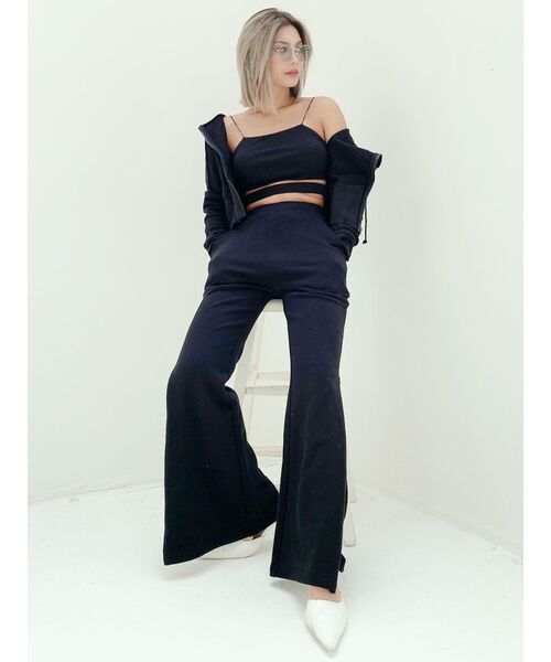 GYDA（ジェイダ）の「【セットアップ着用可】HEM ZIPUPスウェットフレアーパンツ（その他パンツ・レディース・ブラック/ベージュ/オフホワイト・FREE）」の5枚目の写真