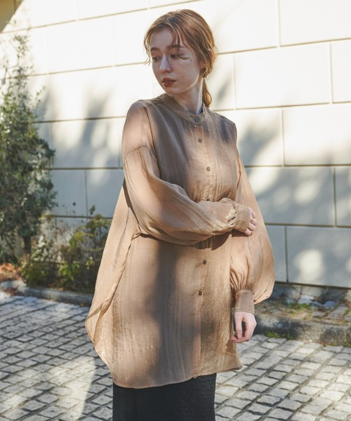 hinari（ヒナリ）の「シアーバックスリットブラウス（シャツ/ブラウス・レディース・ブラック/ベージュ/キャメル・FREE）」の17枚目の写真