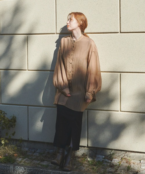 hinari（ヒナリ）の「シアーバックスリットブラウス（シャツ/ブラウス・レディース・ブラック/ベージュ/キャメル・FREE）」の16枚目の写真