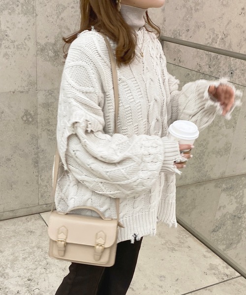 apres jour（アプレジュール）の「ダメージパッチワークニット【ZOZOTOWN限定アイテム】（ニット/セーター・レディース・ブラック/オレンジ/グリーン/アイボリー・X-LARGE/フリー）」の2枚目の写真
