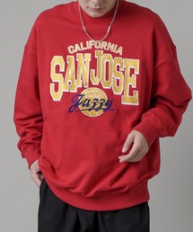 【ビッグシルエット】刺繍カレッジロゴ クルーネックスウェット