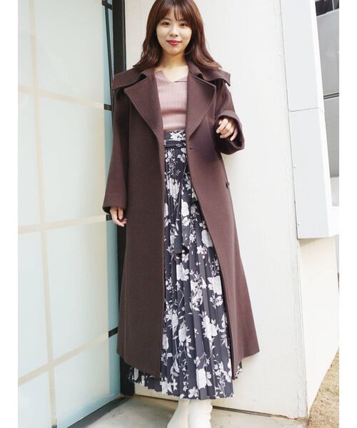 MERCURYDUO(マーキュリーデュオ)の「ウールセーラーカラーロングコート(チェスターコート・レディース・パープル/ベビーピンク/ダークブラウン・MEDIUM/SMALL)」の4枚目の写真