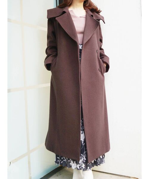 MERCURYDUO(マーキュリーデュオ)の「ウールセーラーカラーロングコート(チェスターコート・レディース・パープル/ベビーピンク/ダークブラウン・MEDIUM/SMALL)」の7枚目の写真