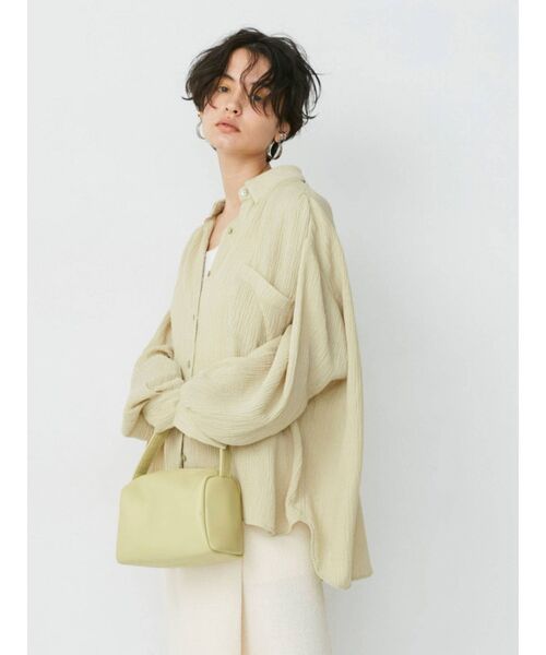 Ungrid(アングリッド)の「楊柳ビッグルーズシャツ(シャツ/ブラウス・レディース・オフホワイト/グリーン系その他/ピンク・FREE)」の3枚目の写真