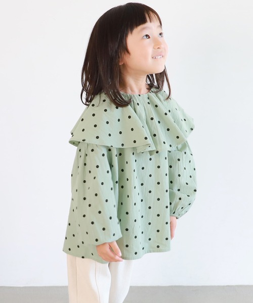 coca(coca)(コカ)の「キッズ ビッグカラードットブラウス(シャツ/ブラウス・キッズ・ライトグリーン・100/110/120/130)」の1枚目の写真
