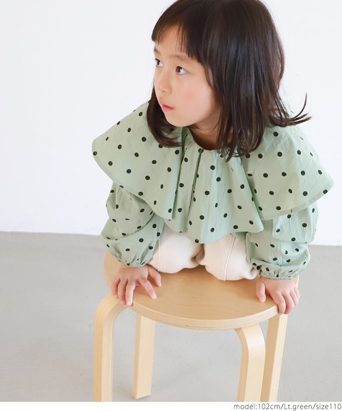 coca(coca)(コカ)の「キッズ ビッグカラードットブラウス(シャツ/ブラウス・キッズ・ライトグリーン・100/110/120/130)」の6枚目の写真
