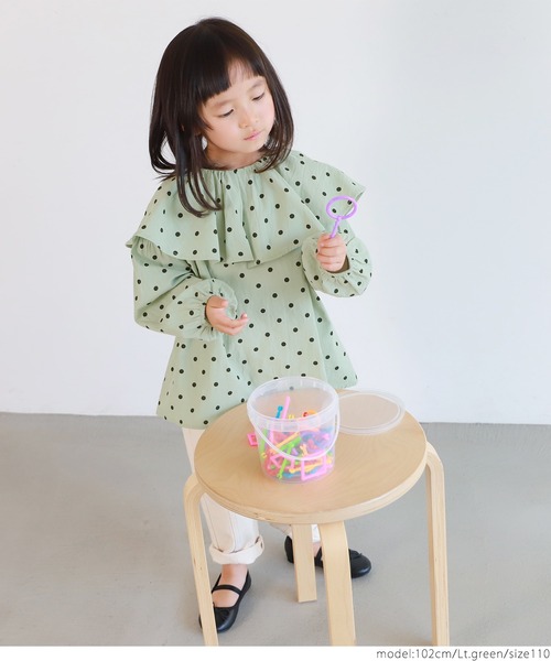 coca(coca)(コカ)の「キッズ ビッグカラードットブラウス(シャツ/ブラウス・キッズ・ライトグリーン・100/110/120/130)」の8枚目の写真