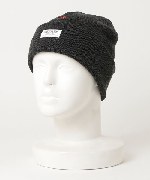 ACAPULCO GOLD（アカプルコゴールド）の「ACAPULCO GOLD / USAG BEANIE（ニットキャップ/ビーニー・メンズ・ブラック/ネイビー/レッド/イエロー/ヘザーグレー/チャコール・ONE SIZE）」の4枚目の写真