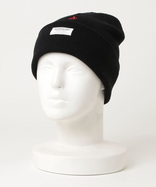 ACAPULCO GOLD（アカプルコゴールド）の「ACAPULCO GOLD / USAG BEANIE（ニットキャップ/ビーニー・メンズ・ブラック/ネイビー/レッド/イエロー/ヘザーグレー/チャコール・ONE SIZE）」の2枚目の写真