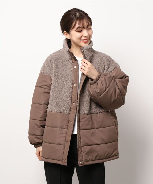 ehka sopo（エヘカソポ）の「ボアキルト切替ジャケット（その他アウター・レディース・ブラック/ブラウン/キナリ・ﾌﾘ-）」の9枚目の写真