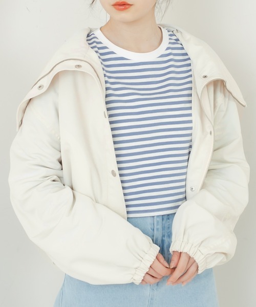 OLIVE des OLIVE（オリーブデオリーブ）の「ショート丈マウンテンパーカー（ブルゾン・レディース・ブラック/カーキ/アイボリー・FREE）」の7枚目の写真