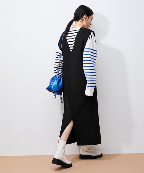 ADAM ET ROPE'（アダムエロペ）の「【2WAY】総針ジャンパースカート（ジャンパースカート・レディース・ブラック/ブラウン/ベージュ系その他・FREE）」の7枚目の写真