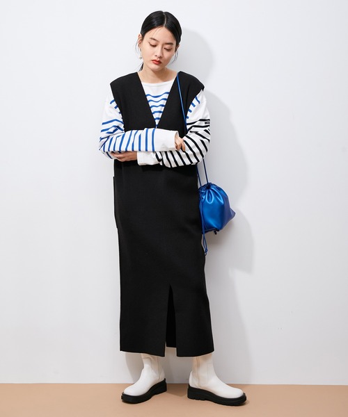 ADAM ET ROPE'（アダムエロペ）の「【2WAY】総針ジャンパースカート（ジャンパースカート・レディース・ブラック/ブラウン/ベージュ系その他・FREE）」の20枚目の写真