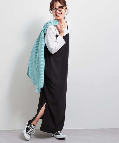 CIAOPANIC TYPY(チャオパニックティピー)の「【インナー付き】とろみキャミワンピース(ワンピース・レディース・ブラック/ベージュ・ONE SIZE)」の2枚目の写真