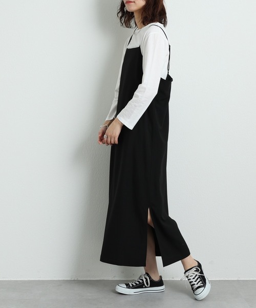 CIAOPANIC TYPY(チャオパニックティピー)の「【インナー付き】とろみキャミワンピース(ワンピース・レディース・ブラック/ベージュ・ONE SIZE)」の4枚目の写真