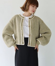 HER CLOSET | 【shemoshelly】WEB限定バイカラーハンドステッチショートカーディガン(カーディガン/ボレロ)