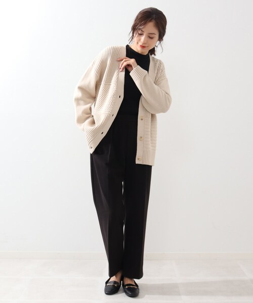 DRESKIP（ドレスキップ）の「◆タックゆるテーパードパンツ（その他パンツ・レディース・ブラック/ダークブラウン/オフホワイト・02/03/04）」の13枚目の写真