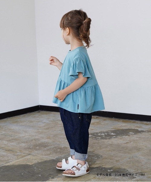 quoti use fith（クゥオティ　ユース　フィス）の「ベーシック天竺 半袖 ギャザーTシャツ（Tシャツ/カットソー・キッズ・ホワイト/グレー/ブルー・90/100/110/120/80/130）」の9枚目の写真