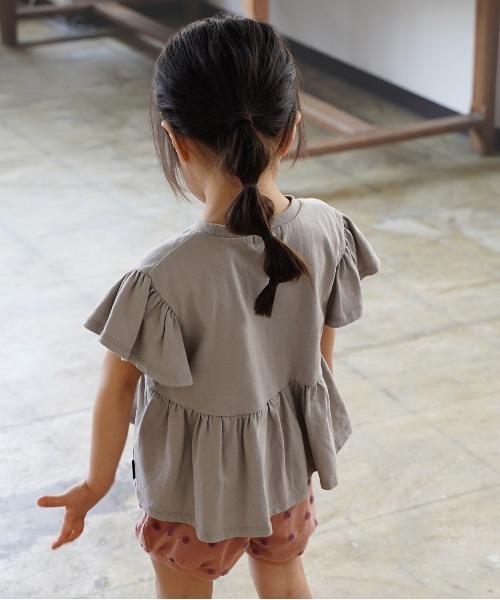 quoti use fith（クゥオティ　ユース　フィス）の「ベーシック天竺 半袖 ギャザーTシャツ（Tシャツ/カットソー・キッズ・ホワイト/グレー/ブルー・90/100/110/120/80/130）」の12枚目の写真